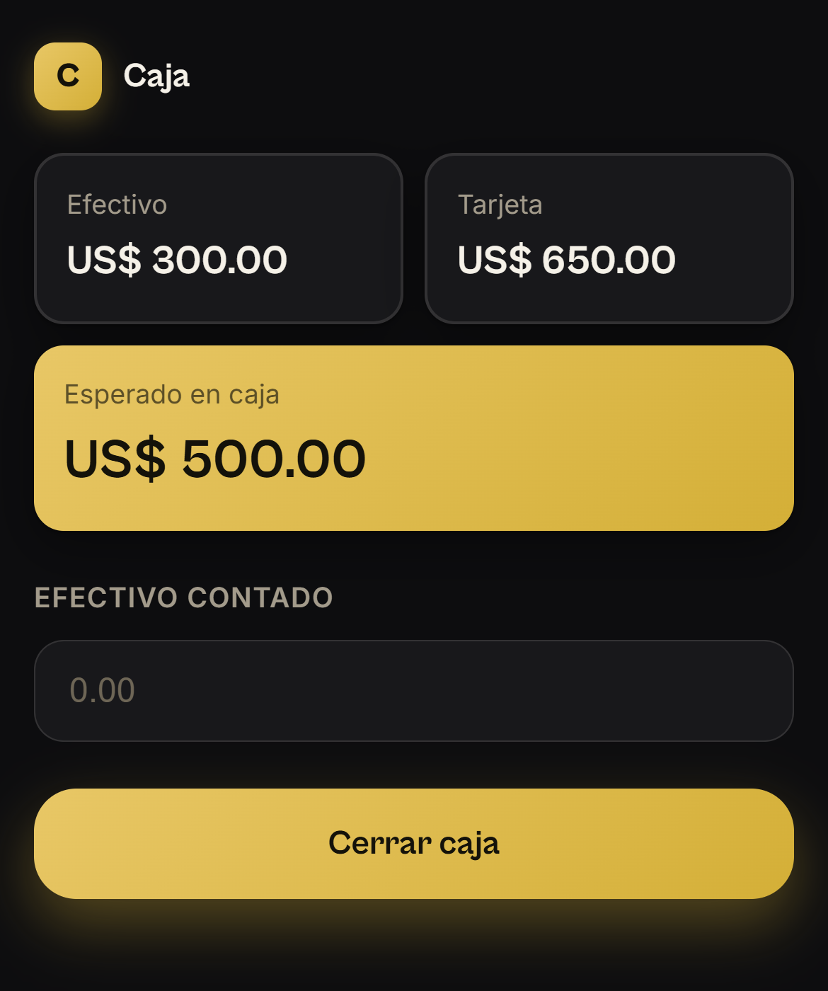 Tela de fechamento de caixa no CarWash Pro Cloud